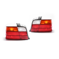 PAIR of Red/Amber/Clear Tail Lights to suit BMW E36 3 Series 1991-98 4Door Sedan