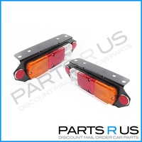 PAIR of Tail Lights Universal Replacement Tray Back Ute Red Amber & Clear LH+RH