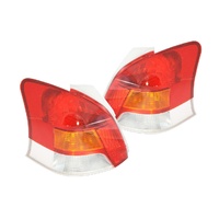 Pair Tail Light to suit Toyota Yaris 08-11 3&5 Door Hatch Red Amber & Clear