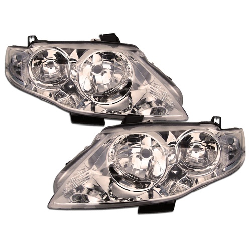 Pair Chrome Headlights To Suit Ford FG Falcon XT G6 G6E 08 09 10 11