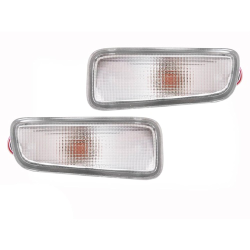 Pair Clear Front Bumper Bar Indicators Lights to suit Holden Rodeo 98-03