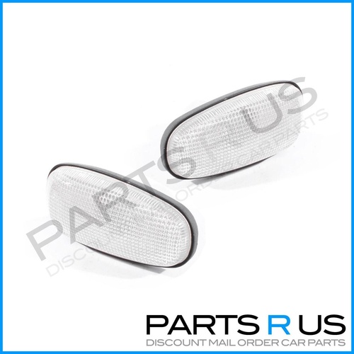 PAIR of Guard Flasher Indicator Repeater Lights to suit Holden Astra TS 98-04 2x Frosted Clear 