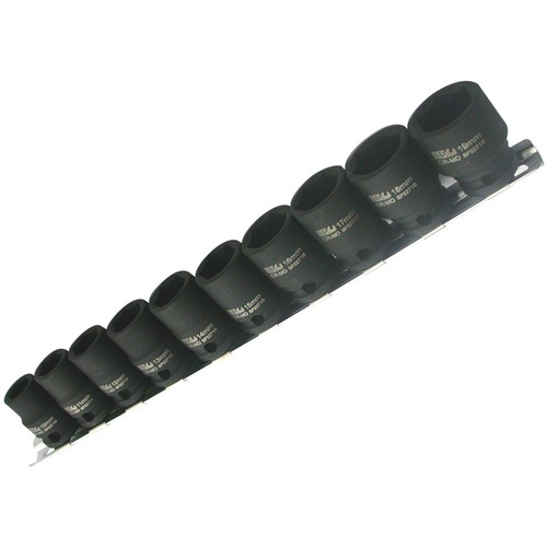 SP Tools 10 piece 3/8" Drive 6 point Metric Impact Socket Rail Set SP20250