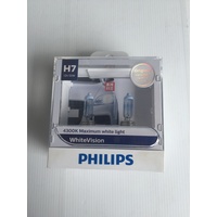 Genuine Philips White Vision H7 Headlight Bulbs 4300K White Globes