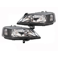 Black Pair Headlights For Holden Astra TS 98-04 ADR COMPLIANT