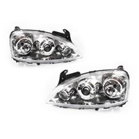 Set Headlights Clear PROJECTOR to suit Holden Barina XC 01-05 SRI Hatch