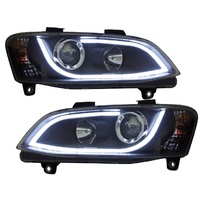 Head Lights to suit Holden VE Commodore Series 2 & HSV LED DRL BLACK Projector SSV SV