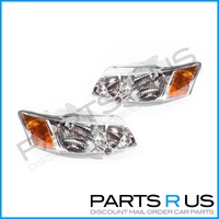 PAIR Headlight Set Suits Holden Commodore 2003-05 VY Series 2 Chrome & Amber