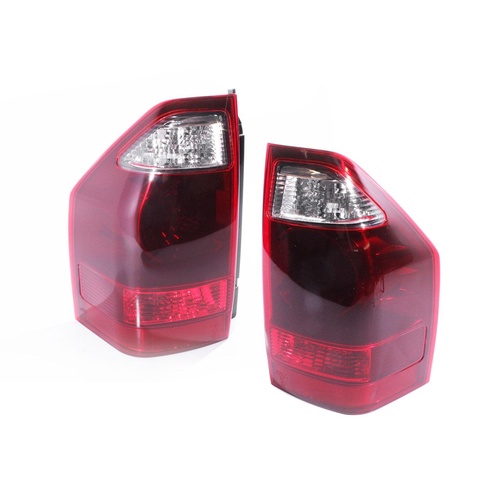 PAIR Tail Lights to suit Mitsubishi Pajero 02-06 NP Wagon Dark Red & Clear Lense