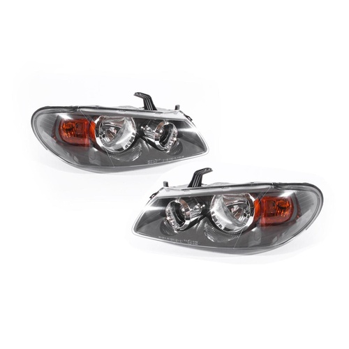  Set Headlight Lamps TYC Nissan Pulsar N16 Ser2 02-03 5Door Hatchback Grey LH+RH