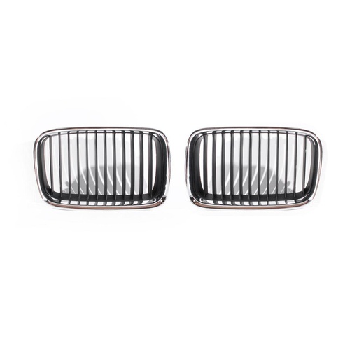 PAIR of Front Grille's  to suit  BMW E36 1991-96 3 Series Standard Black & Chrome