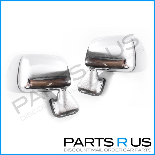 PAIR of Chrome Skin Mount Door Wing Mirrors To Suit Toyota Hilux 88-97 2WD & 4WD