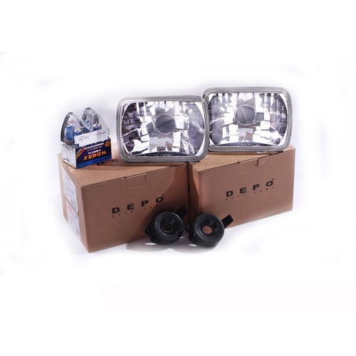 Headlights suit Toyota Hilux 83-05 Crystal Altezza Set +Xenon Gas H4 White Blue Globes