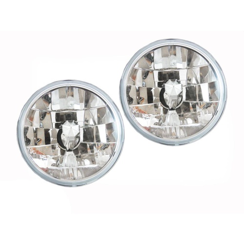 Headlights 7" Inch Round Crystal Semi-Sealed Universal Lamps Many Makes & Models